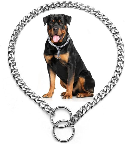 Silver Dog Chain Collar for Large Dogs, Slip P Heavy Duty Martingale Collar Training Metal Link for XS Small Medium Large Big Breed Dogs, XL
