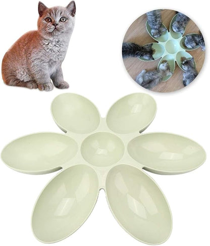 Cat Water Bowl Multiple Case Food Feeder Water Feeding Bowl Six Petals Plastic Feeder Puppy Food Dispenser Bowls for Cats Dogs(Green)