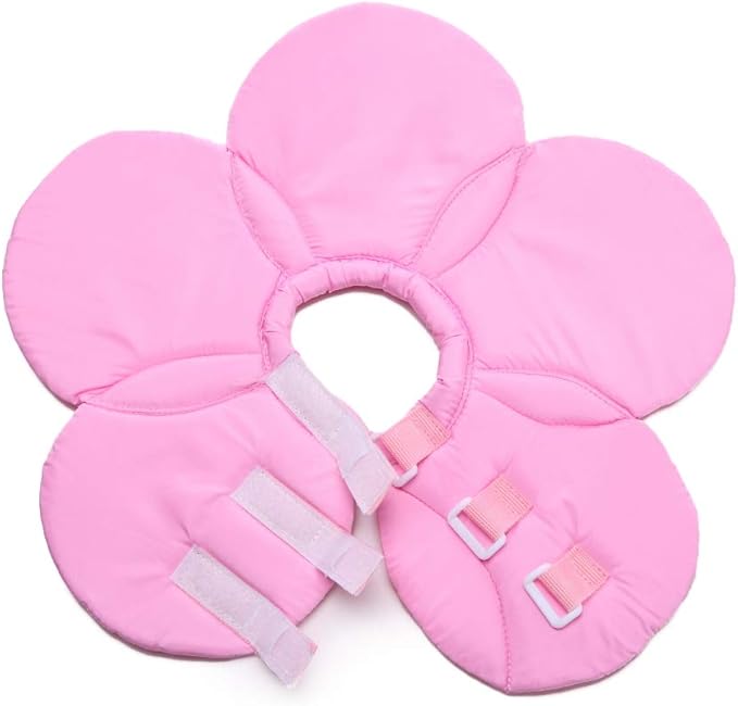 Dog Cone E-Collar Flower Soft Elizabethan Waterproof Grooming Recovery Protective Adjustable Collar for Puppy Small Medium Dogs (S Neck:9-11in, Pink)