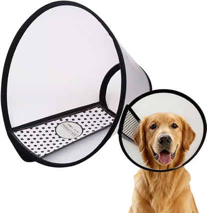 Dog Cone Collar After Surgery, Adjustable Elizabethan Collar for Dogs and Cats - Anti Lick Recovery Cone with Secure Wrap-Around Fastener for Wound Healing, Bathing (Clear, L)