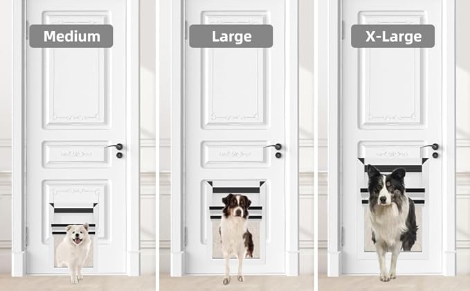 Rescumascer Aluminum XL Dog Door for Door, Dog Door with Two Sliding Lock Panels for Extreme Weather, Pet Door for Dogs up to 220lbs