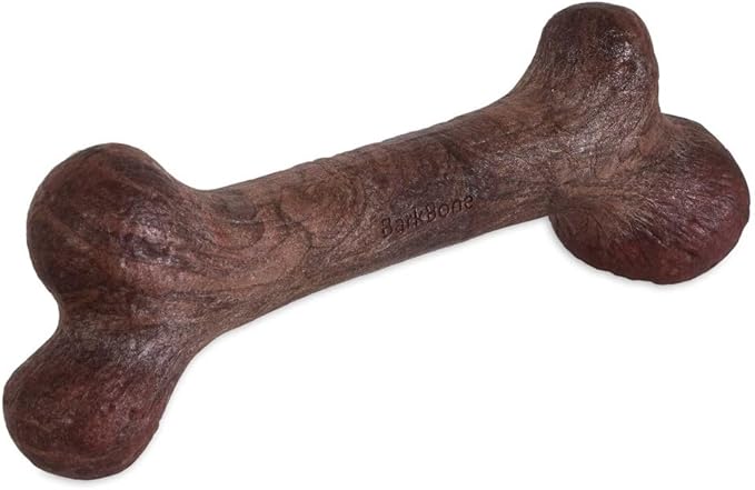 Pet Qwerks Dinosaur BarkBone - Nylon Dog Bone for Aggressive Chewers - Steak Flavor - 6.5"