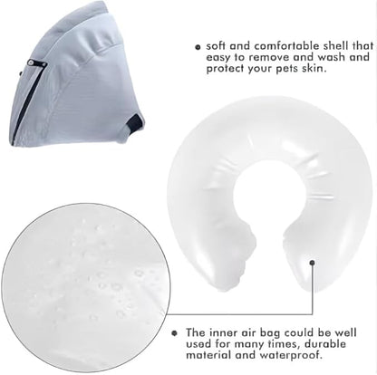 PAWRELIEF Soft Inflatable Dog Cat Cone Collar – Pet Recovery & Protective Dog Neck Collar for Large Dogs Cats to Prevent Scratching, Licking (Gray, Large)