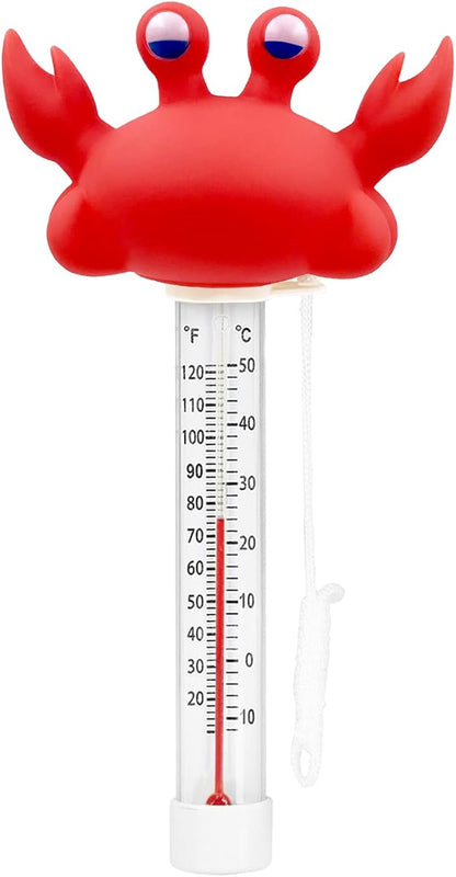 XY-WQ Floating Pool Thermometer, Large Size Easy Read for Water Temperature with String - Swimming Pools, Spas, Hot Tubs, Ponds (Crab)