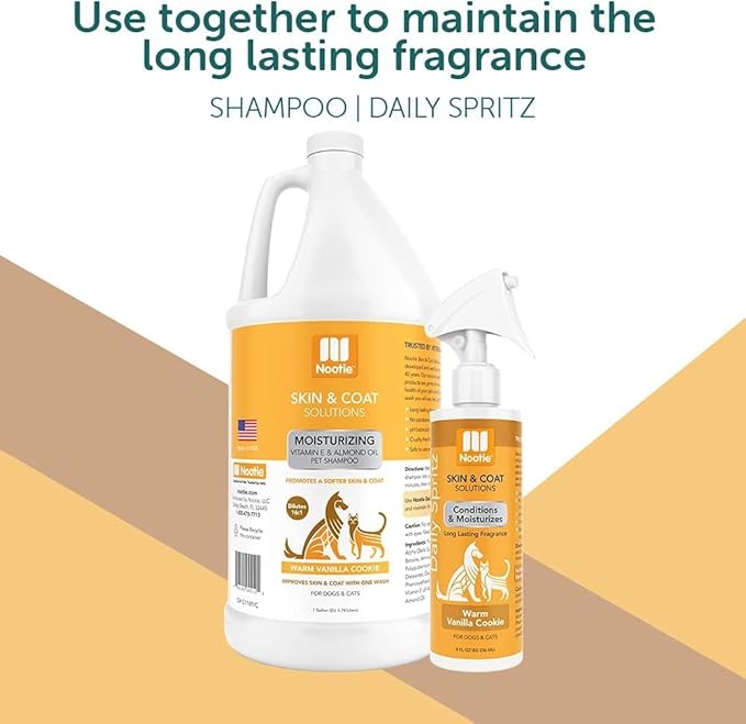 Nootie Warm Vanilla Cookie Daily Spritz for Dogs and Cats - Conditions and Moisturizes Fur, Long Lasting Pet Spray - 8oz
