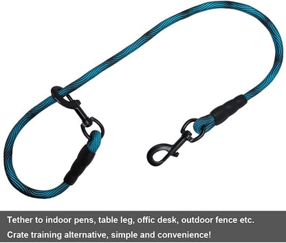 BTINESFUL 3FT Dog Tie Down, Nylon Rope Short Dog Tether Indoor Training Safety Vehicle Tether for Large Medium Strong Puppy Blue Black