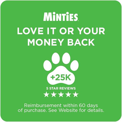 Minties Dental Chews for Dogs, 36 Count, Vet-Recommended Mint-Flavored Treats for Large Dogs Over 50 lbs, Dental Bones Clean Teeth, Fight Bad Breath, and Removes Plaque and Tartar