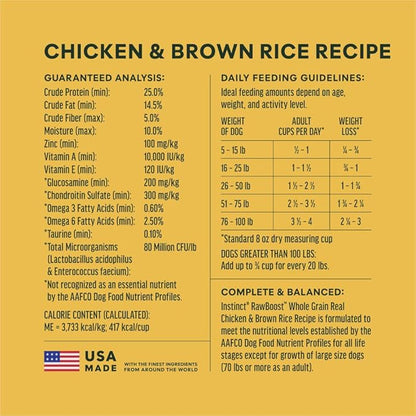 Instinct RawBoost, Natural Dry Dog Food with FreshDried Raw, Whole Grain Recipe - Real Chicken & Brown Rice, 20 lb. Bag