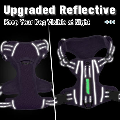 BARKBAY Dog Harness No Pull with ID Tag Pocket - Heavy Duty, Reflective, Easy Control for Large Dogs(Violet Purple,XL)