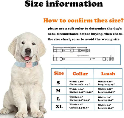 Love Dream Velvet Dog Collar and Leash Set, Soft & Comfy Adjustable Dog Leash and Collar with Heavy Duty Metal Buckle for Small Medium Large Dogs Training & Walking (Medium, Light Green)