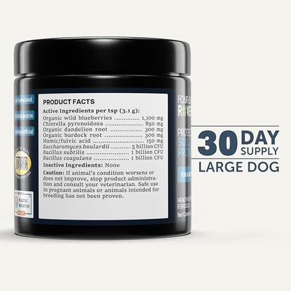 Four Leaf Rover Protect - Probiotics for Dogs - Veterinarian Formulated - with Natural Prebiotics and Antioxidants - Detoxification & Gut Health - 30 Day Large Dog Supply