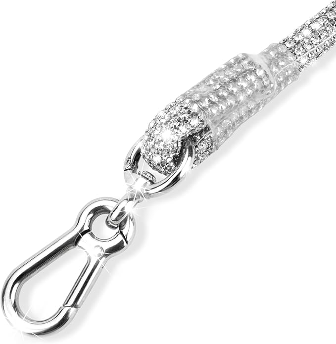Bling Dog Leashes Full Rhinestone Sparkling Diamond Leashes Pets Leash with Swivel Hook for Collar Wedding Party Daily Walk Small Medium Dog Silver 43 Inch