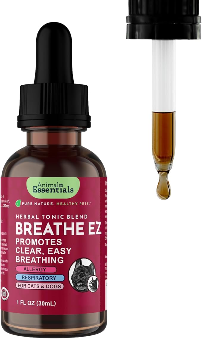 Animal Essentials Breathe EZ Herbal Supplement for Dogs & Cats, 1 fl oz - Supports Clear, Healthy Respiration-Breathing