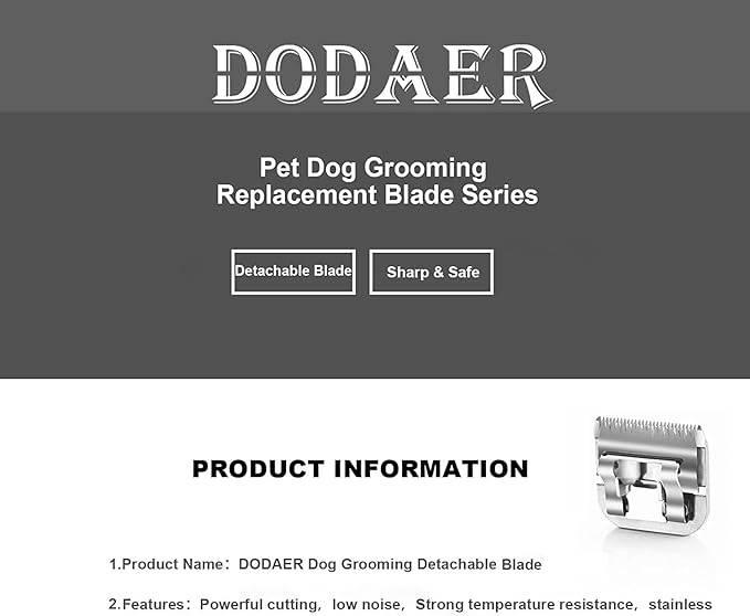 Detachable Pet Dog Grooming Blades of Stainless Steel,Compatible with Andis,Oster-A5,Wahl KM-10 Series,Size 10/30/40/7F/5F/4F/3F，7 Count