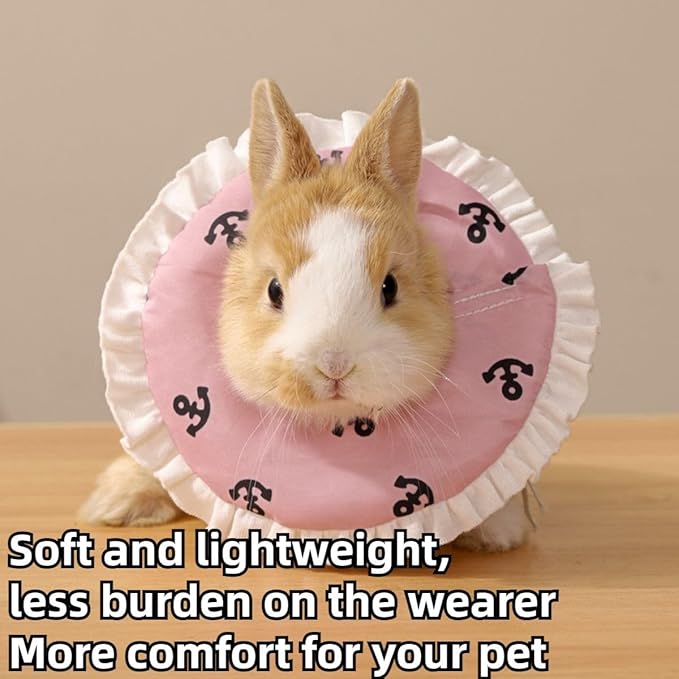 Adjustable Guinea Pig Cone Pet Recovery Collar, Soft Pet Recovery Collar for Rabbits/Chinchilla/Kittens After Surgery Wound Healing,Elizabeth Neck E-Collar (S)