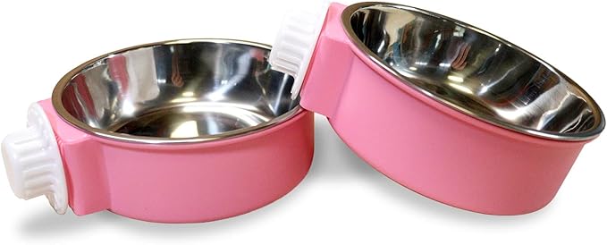Mirapet's Dog Water Bowl & Cat Food Bowl Set of 2 - Multipurpose Pet Bowl Set - Premium Quality Cat Water Bowl Made for The Perfect Feeding Experience - No-Spill Dog Bowl for Crate (Large, Pink)