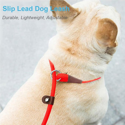 MayPaw Slip Lead Control Leash for Dogs No Pull, 13+ Colors Classic Dog Lead 7 FT Pet Slip Leash, 1/4” Rope Leashes for Small Medium Animals (7ft*1/4", Red)