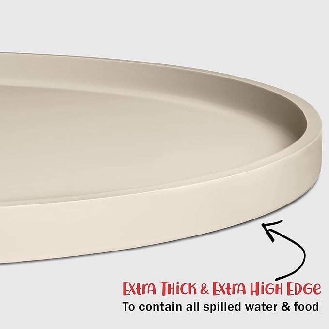 DogBuddy Dog Food Mat - Waterproof Dog Bowl Mat, Silicone Pet Mat for Food and Water Bowls, Nonslip Pet Feeding Mat with Edges, Dogs Food Mats for Floors, Puppy Supplies (XXL: 32" x 19", White Sand)
