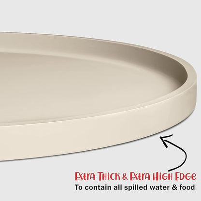 DogBuddy Dog Food Mat - Waterproof Dog Bowl Mat, Silicone Pet Mat for Food and Water Bowls, Nonslip Pet Feeding Mat with Edges, Dogs Food Mats for Floors, Puppy Supplies (XXL: 32" x 19", White Sand)