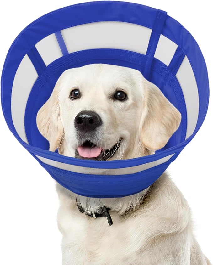 ASENKU Dog Cone Collar, Soft Adjustable Cone for Dogs to Stop Licking, Lightweight Recovery Dog Cone After Surgery, Pet E-Collar for Small, Medium & Large Dogs(Blue, M)