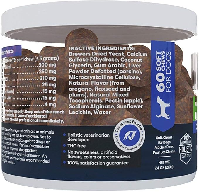 Only Natural Pet - Natural Hemp Soft Chew Bites for Dog Stress & Anxiety Relief - L-Theanine, Chamomile & Lemon Balm - Calming Chews for Dogs - 60 Count