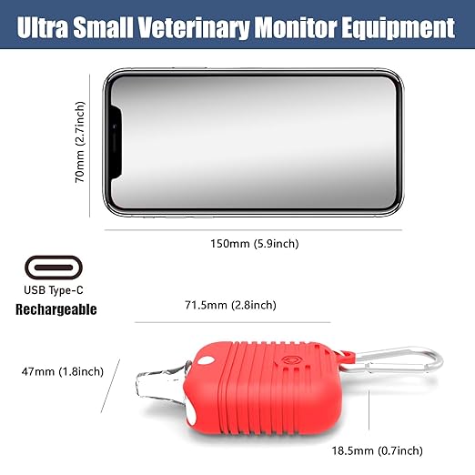 Veterinary Pulse Oximeter Monitor for Dogs, Rechargeable Spo2 Oximeter Monitor for Cats, Bluetooth ECG Monitor Equipment for Pets, Portable Non-Contact Thermometer,Easy Operation & BLE4.0 Connection