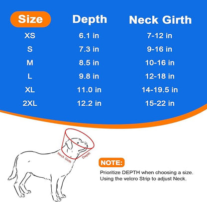 Dog Cone Collar with Soft Liner to Stop Licking, Elizabeth Recovery Collar After Surgery for Large Medium Dogs, Comfortable Pet Head Cone Alternative for Neutering Spay Injury (XS)