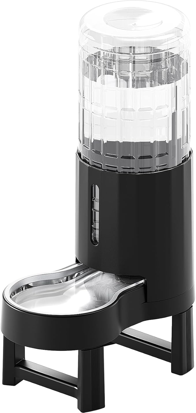 CZPET Elevated Dog Water Bowl Dispenser for Large Dogs,2.5 Gallon Tall Raised Pet Waterer Stand,Relieve Neck Pressure,Large Capacity and Drinking Area Noise-Free for Pets (9.5L+Stand,Black)