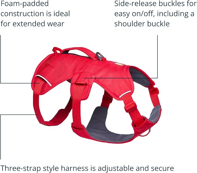Ruffwear, Web Master, Multi-Use Support Dog Harness, Hiking and Trail Running, Service and Working, Everyday Wear, Red Canyon, Medium