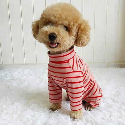 Dog’s Recovery Suit Post Surgery Shirt for Puppy, Full Coverage Dog's Bodysuit Wound Protective Surgical Clothes for Small and Medium Pets (red Pink Stripe-l)