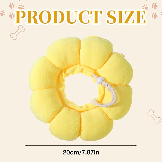 Soft Dog Cone Collar Inflatable Pet Recovery Calming Neck Pillow Adjustable After Surgery Collars Fluffy Flower Protective Elizabethan Alternative for Small Medium Cats Dogs