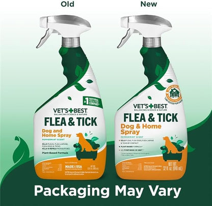Vet’s Best Flea and Tick Home Spray – Plant-Based Flea and Tick Treatment for Dogs and Indoor Use – Natural Spray with Essential Oils for Flea Control in Home – 32 oz Bottles, 2 Pack