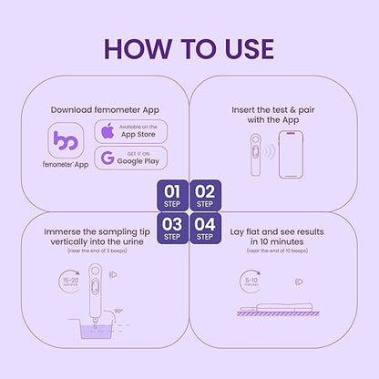 Femometer IVY103 Digital Ovulation Tests Predictor Kit, Auto Sync with Femometer APP, Provides More Accurate Ovulation Prediction and Advice, Easy to Use, 10 LH Tests