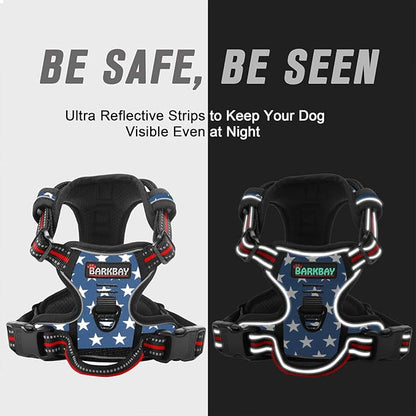 BARKBAY No Pull Dog Harness Front Clip Heavy Duty Reflective Easy Control Handle for Large Dog Walking(Star,XL)