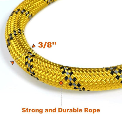 Taglory Rope Dog Leash 6 FT with Comfortable Padded Handle, Highly Reflective Threads Leash and Anti-Tangle Clip for Walking Small Dogs, 3/8 inch, Yellow