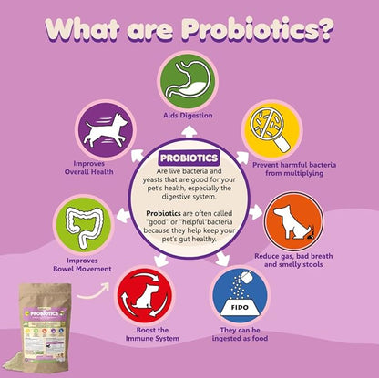 Probiotics for Dogs & Puppies–Extra Strength 9 Species, 5 Billion CFU per Scoop of Powder Digestive Enzymes for Dogs. Gut Fiber & Allergy Relief