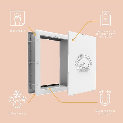 Hakuna Pets Essential Pet Door for Screens, Doors and Walls up to 2.17" Thick, for Dogs and Cats up to 11 lbs, Small, White