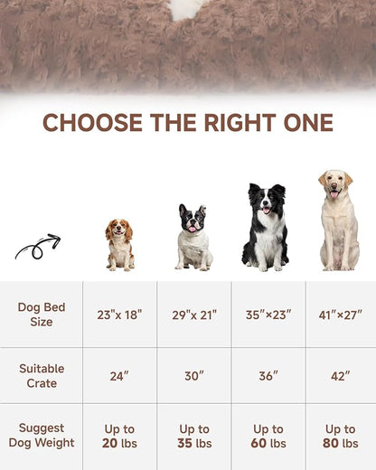 KSIIA Washable Dog Bed Deluxe Plush Dog Crate Beds Comfy Kennel Pad Anti-Slip Pet Sleeping Mat for Large, Jumbo, Medium, Small Dogs Breeds, 41" x 27", Brown
