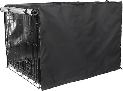 Dog Crate Cover 42 inch - Double Door, Dog Kennel Indoor, Waterproof Dog Kennel Cover with Air Vent Window, for Indoor/Outdoor Most Wire Dog Crate(Black)