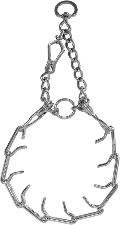 Downtown Pet Supply Chrome Plated Prong Collar for Dogs, Large - Adjustable, No-Choke and No Pull Dog Collar with Removable Links - Pinch Collar for Dogs Over 50 lbs and 22" Neck Width