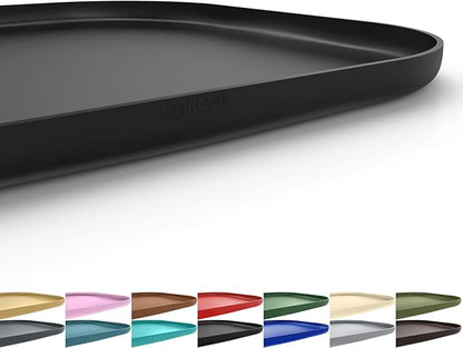SMILOOL Silicone Pet Feeding Mat with Raised Edge for Food and Water, Dog Bowl Mats, Cat Bowls Placemat with High Lip for Floor Waterproof, Rubber Tray for Cats and Dogs 22 x 14 x0.8 Black