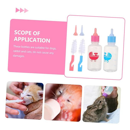 2Pcs Kitten and Puppy Milk Feeders Soft Pacifier Bottles for Newborn Animals Pet Nursing Bottles Easy to Squeeze Durable and Reusable