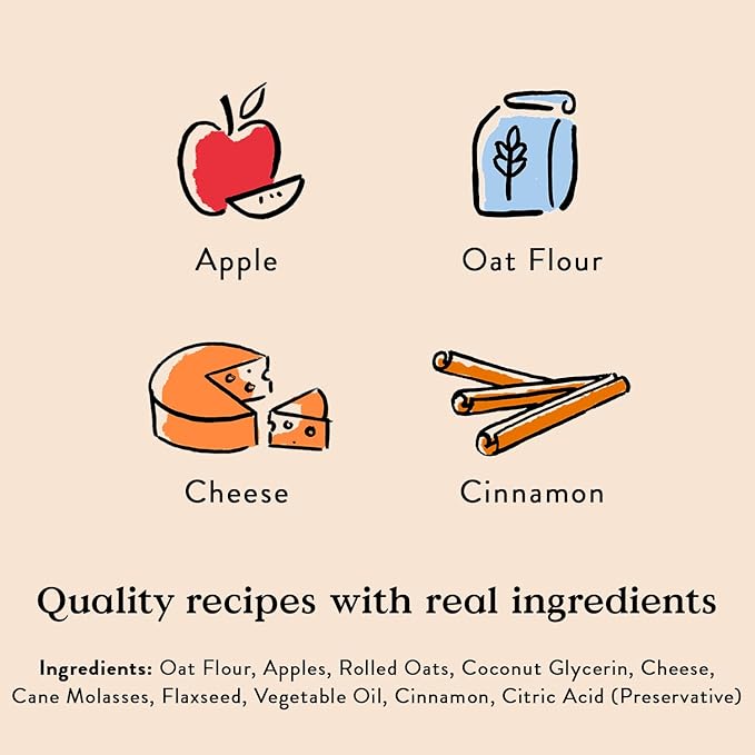 Bocce's Bakery Apple Juice Box Treats for Dogs, Wheat-Free Everyday Dog Treats, Made with Real Ingredients, Baked in The USA, Natural Soft & Chewy Cookies, 6 oz