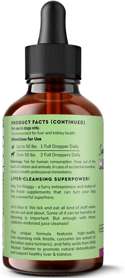 Wonder Paws Milk Thistle, Liver Support for Dogs, Supports Kidney Function for Pets, Detox, Hepatic Support, with Wild Alaskan Salmon Oil & Curcumin, Omega 3 EPA & DHA (2 Oz) (Pack of 2)