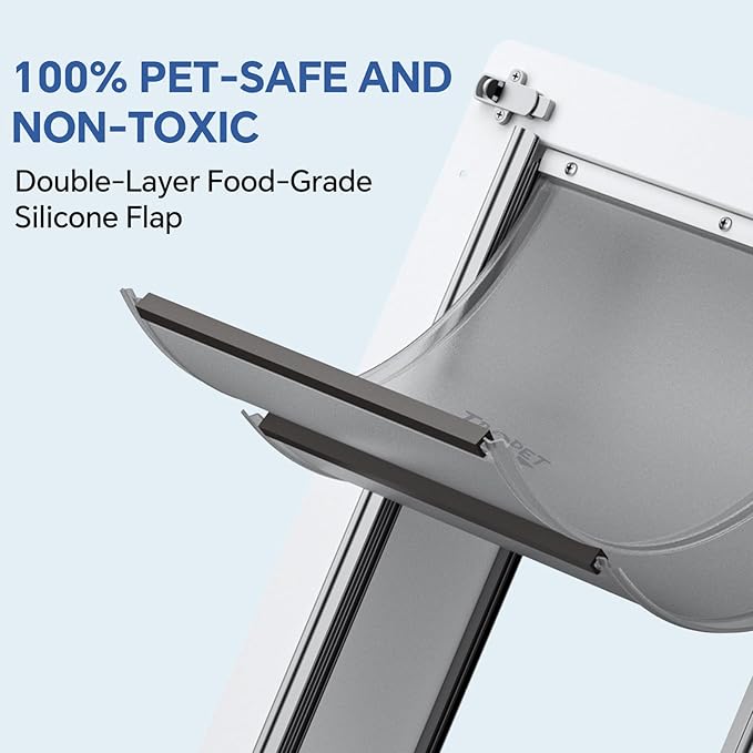 Dog Door for Wall - Steel Frame, Telescoping Tunnel & Double Food-Grade Silicone Flaps Pet Door, Large Dog Door with Secure Lock (Pets Up to 100 lbs) - Large