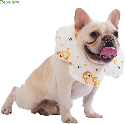 PetWarm Dog Recovery Collar, Recovery Collar for Dogs, Lightweight Soft Flower Design, Comfortable Neck Protector Helps Discourage Licking, Post-Visit Protective Collars, Monkey Print, Yellow, S