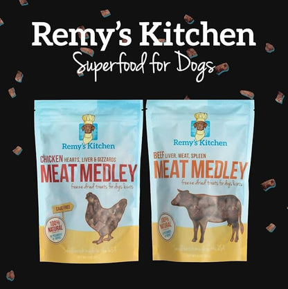 Chicken Meat Medley Freeze Dried Dog Treats USA Sourced and Small Batch Made - Human-Grade, All Natural Dog Treats Without Artificial Preservatives, Grain Free - 3 oz