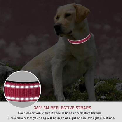 Reflective Dog Collar with Buckle Adjustable Safety Nylon Collars for Small Medium Large Dogs, Light Pink XXS