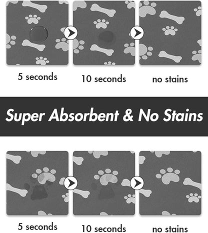 MontVoo Dog Food Mat-Pet Feeding Mat for Food and Water-No Stains Quick Dry Dispenser Cat Bowl Mat for Messy Drinkers(16"X24" Dark Grey)