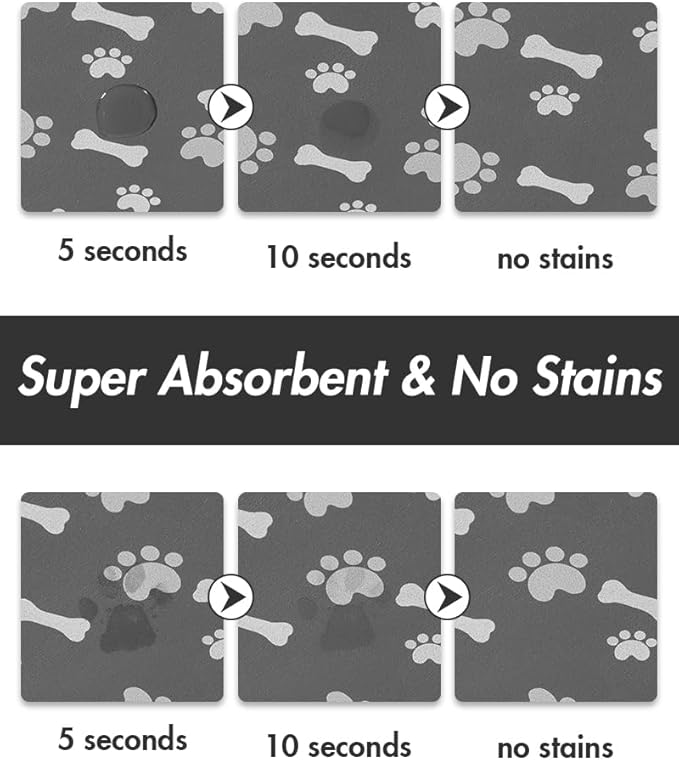 MontVoo Dog Food Mat-Large Pet Feeding Mat for Food and Water-No Stains Quick Dry Dispenser Cat Bowl Mat for Messy Drinkers(23"X34" Dark Grey)